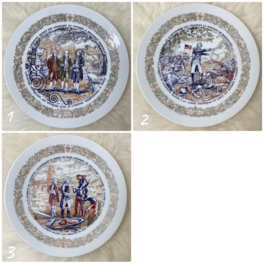 Lot of 3 D'Arceau Limoges Decorative Vintage Collectible 1973 Porcelain Plates